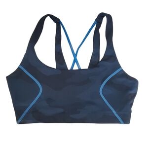 Lilybod x Soul Cycle Blue Camo Strappy Sports Bra